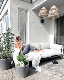 Divano da giardino 3 posti ESPERIA Metallo Grigio