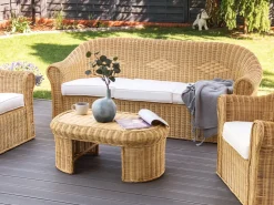 Divano da giardino 3 posti LIVADEIA Rattan Naturale