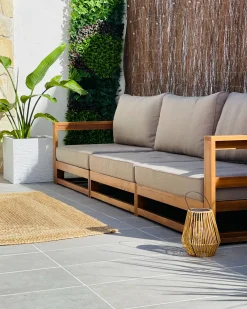 Divano da giardino 3 posti TIMOR Modulare Legno di acacia certificato Marrone chiaro