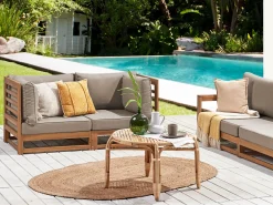 Divano da giardino 2 posti TRANI Modulare Legno di acacia certificato Marrone chiaro