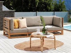 Divano da giardino 3 posti TRANI Modulare Legno di acacia certificato Marrone chiaro