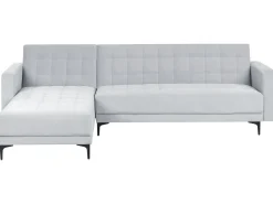 Divano letto angolare modulare 4 posti ABERDEEN Velluto Grigio chiaro Lato destro