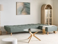 Divano letto angolare modulare 4 posti ALSTEN Tessuto Verde Lato Sinistro