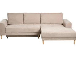 Divano letto angolare 3 posti NUBORG Ciniglia Marrone chiaro Lato Sinistro