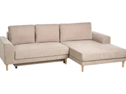 Divano letto angolare 3 posti NUBORG Ciniglia Marrone chiaro Lato Sinistro