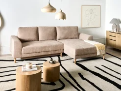 Divano letto angolare 3 posti NUBORG Ciniglia Marrone chiaro Lato Sinistro