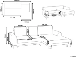 Divano letto angolare 3 posti NUBORG Ciniglia Beige chiaro Lato Sinistro