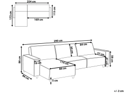 Divano letto angolare 3 posti ROMEDAL II Tessuto Beige Lato destro