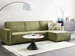 Divano letto angolare 3 posti ROMEDAL II Tessuto Verde scuro Lato Sinistro