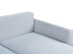 Divano letto angolare 3 posti SIMRIS Tessuto Azzurro con contenitore Lato Sinistro