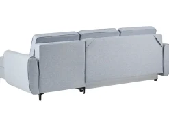 Divano letto angolare 3 posti SIMRIS Tessuto Azzurro con contenitore Lato Sinistro