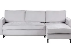 Divano letto angolare 3 posti TEJN Tessuto Grigio chiaro con contenitore Lato Sinistro