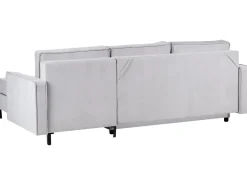 Divano letto angolare 3 posti TEJN Tessuto Grigio chiaro con contenitore Lato Sinistro