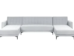 Divano letto modulare a U 5 posti ABERDEEN Velluto Grigio chiaro