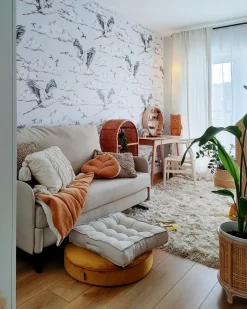 Divano letto 2 posti BELFAST Tessuto Beige