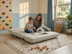 Divano letto 2 posti ESBJERG Lino sintetico Beige
