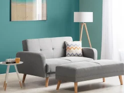 Divano letto 2 posti FLORLI Tessuto Grigio chiaro