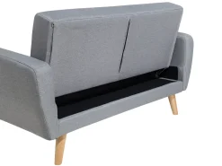 Divano letto 2 posti FLORLI Tessuto Grigio chiaro