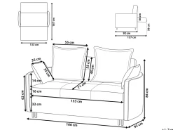 Divano letto 2 posti HOVIN Tessuto Grigio