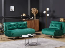 Divano letto singolo VESTFOLD Velluto Verde scuro