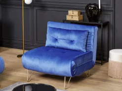 Divano letto singolo VESTFOLD Velluto Blu marino