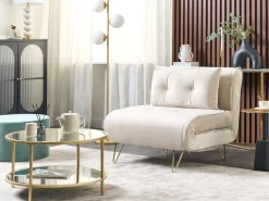 Divano letto singolo VESTFOLD Velluto Beige
