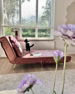 Divano letto singolo VESTFOLD Velluto Rosa