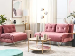 Divano letto singolo VESTFOLD Velluto Rosa