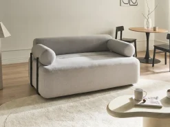 Divano 2 posti ELVA Tessuto Grigio chiaro