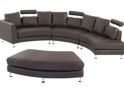 Divano semicircolare 7 posti ROTUNDE Pelle naturale Marrone