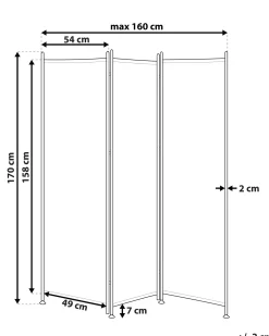 Divisorio per ambienti a 3 pannelli NARNI Grigio 160 cm 170 cm