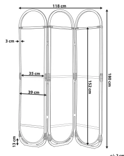 Divisorio per ambienti a 3 pannelli CORTONA Marrone chiaro 118 cm 180 cm