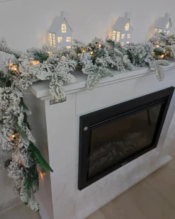 Festone natalizio innevato LED SUNDO 180 cm Bianco