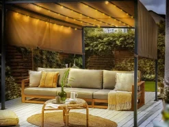 Gazebo LED PARGA Metallo 310 cm 310 cm Marrone