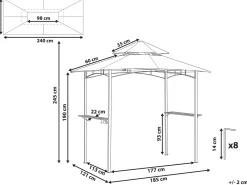 Gazebo NARO Metallo 240 cm 148 cm Beige