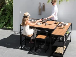 Isola per cucina esterna con lavello AVETRANA Metallo Nero