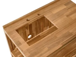 Isola per cucina esterna con lavello VENOSA Legno d'acacia Marrone/Argento