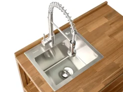 Isola per cucina esterna con lavello VENOSA Legno d'acacia Marrone/Argento