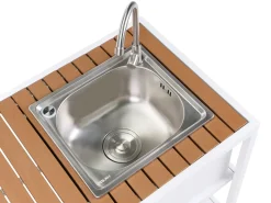 Isola per cucina esterna con lavello AVETRANA Metallo Marrone/Bianco