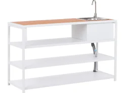 Isola per cucina esterna con lavello AVETRANA Metallo Marrone/Bianco