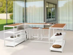 Isola per cucina esterna con lavello AVETRANA Metallo Marrone/Bianco