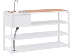Isola per cucina esterna con lavello AVETRANA Metallo Marrone/Bianco