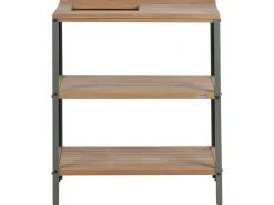 Isola per cucina esterna con lavello IVREA Legno di acacia certificato Marrone/Nero