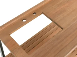 Isola per cucina esterna con lavello IVREA Legno di acacia certificato Marrone/Nero