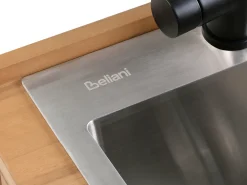 Isola per cucina esterna con lavello IVREA Legno di acacia certificato Marrone/Nero