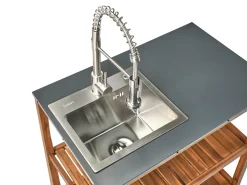 Isola per cucina esterna con lavello BRUCOLI Legno d'acacia Marrone/Argento