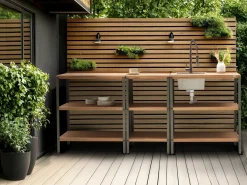 Isola per cucina esterna IVREA Legno di acacia certificato Marrone