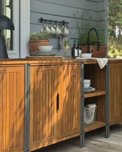 Isola per cucina esterna IVREA Legno di acacia certificato Marrone