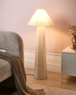 Lampada da pavimento DEMBI Lino sintetico Beige chiaro