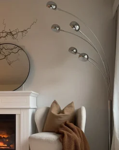 Lampada da pavimento FLINDERS Regolabile Metallo Argento